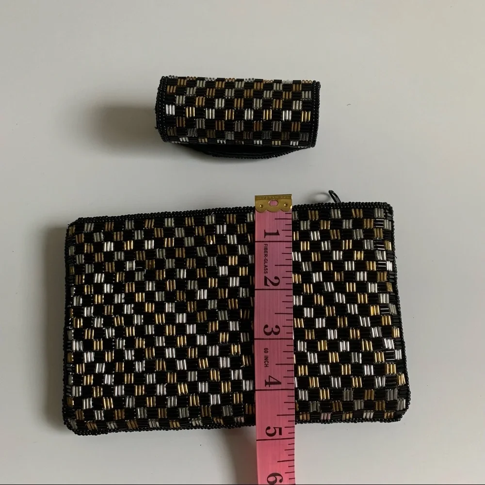 Gold/Black Clutch Purse and Lipstick Case
